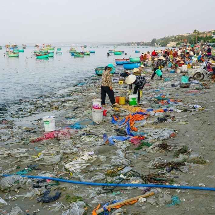 Trash collection on the ocean