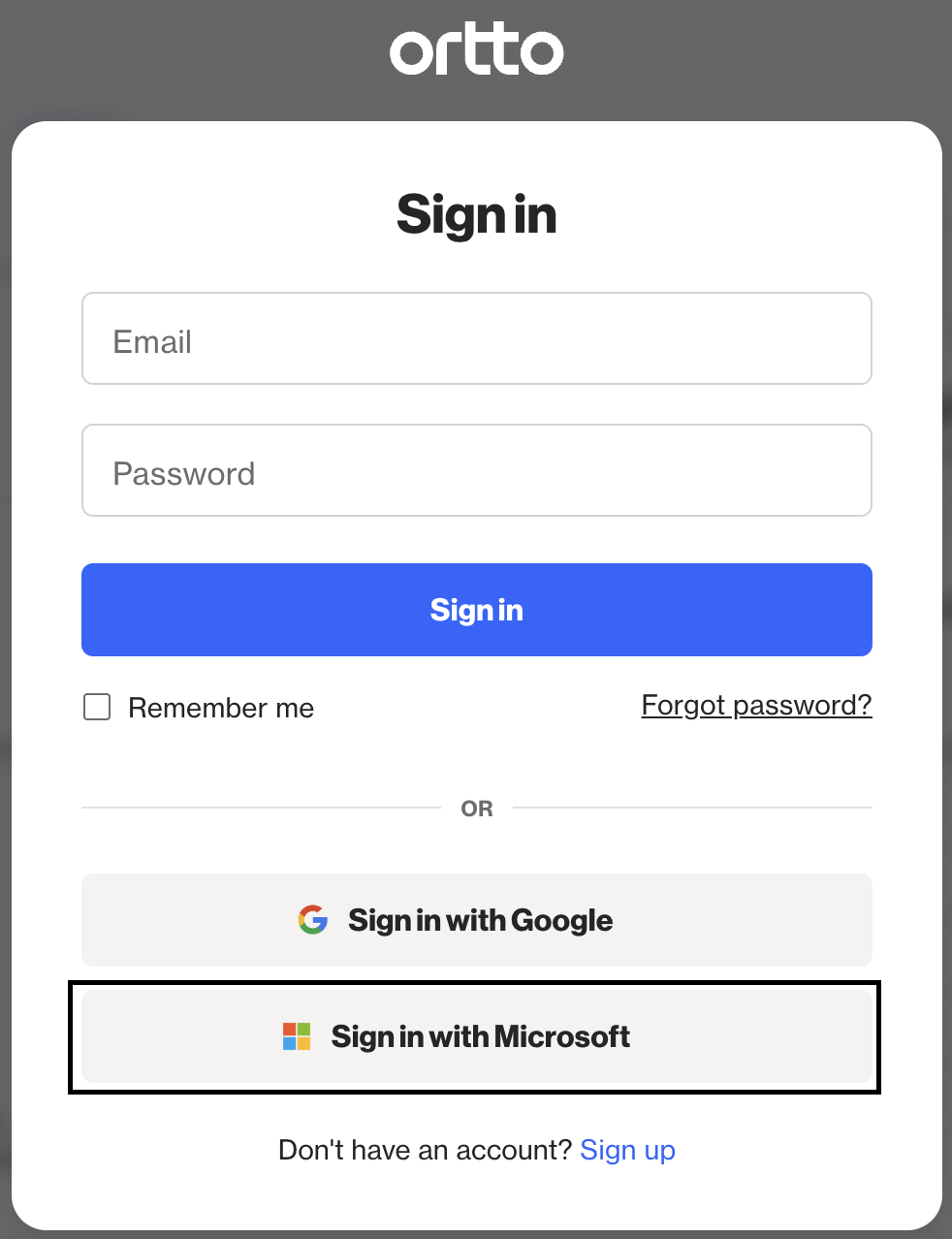 Microsoft single-sign-on - Ortto help