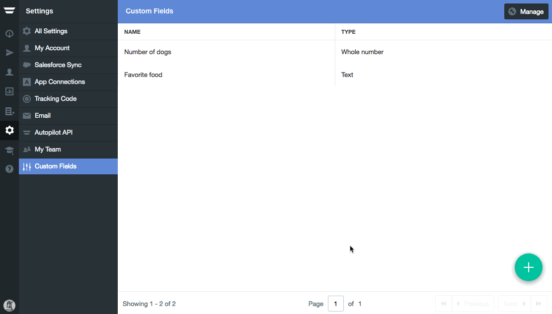 Autopilot: Add and manage custom fields - Ortto help